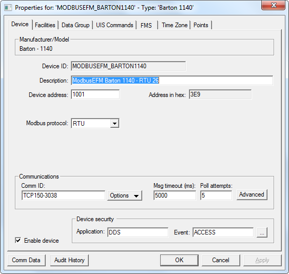 Modbus EFM EIE – Device Page Modbus EFM EIE – Device Page